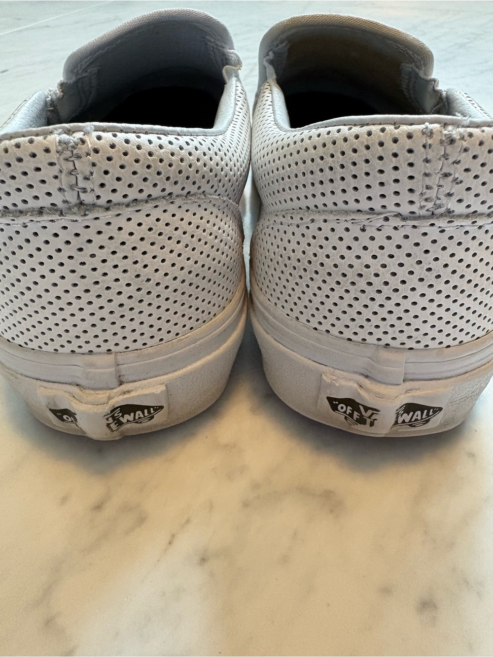 Vans Women’s Slip-On Perforated Leather Sneakers in White Size 6.5. Men size 5 - Picture 4 of 7